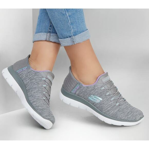 Skechers Women's 9 Gray White Slip-ins: Summits Dazzling Haze Sneakers LE1-8 - Picture 1 of 8